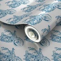 Motorcycle Damask in Blue
