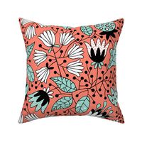 Flowers in coral en mint