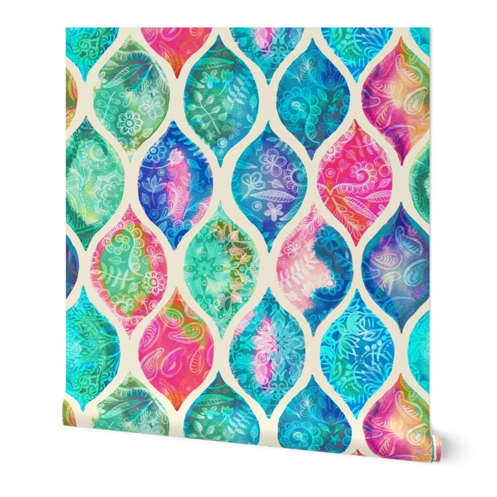 Watercolor Ogee Patchwork Pattern