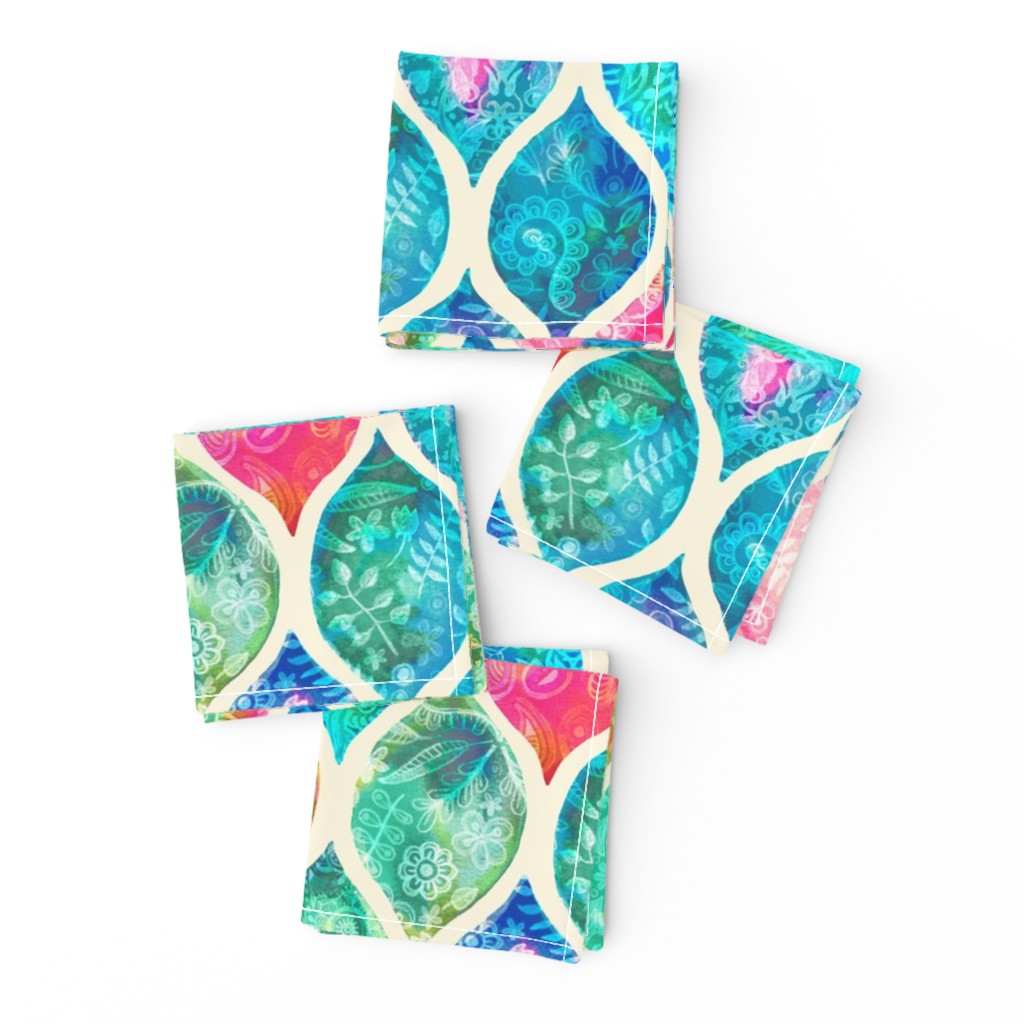 Watercolor Ogee Patchwork Pattern