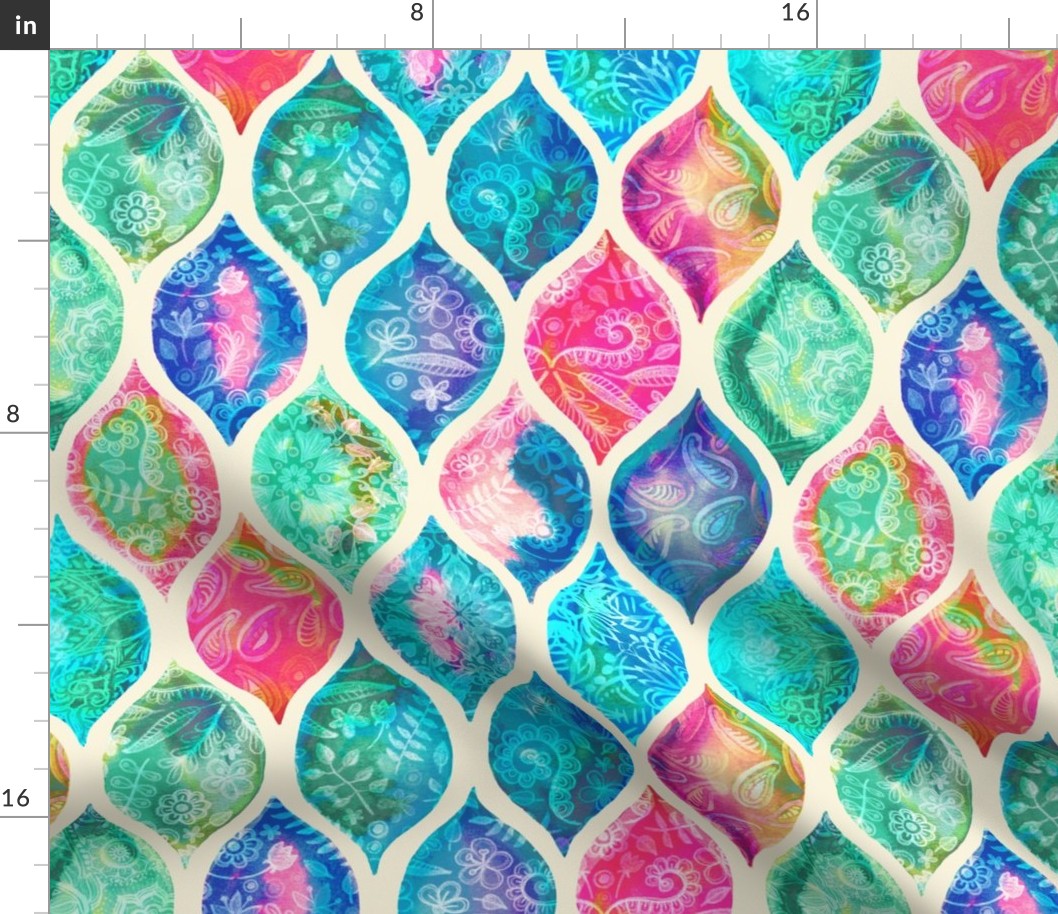 Watercolor Ogee Patchwork Pattern