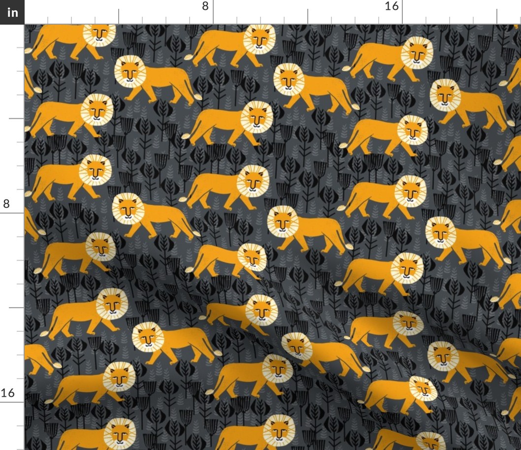 Safari Lion -// lion tiger safari stamp blockprint andrea lauren