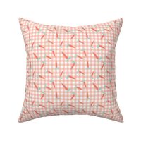 Carrots on Coral Gingham
