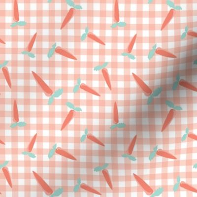 Carrots on Coral Gingham