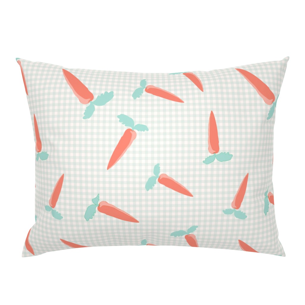 Carrots on Mint Gingham