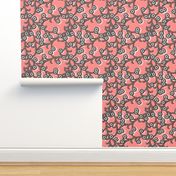 Folk floral in coral pink