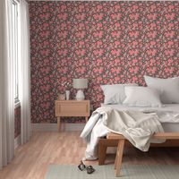 Folk floral in coral pink