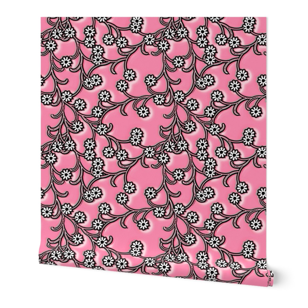 Folk Floral cotton candy pink