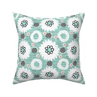 Flowers and dots-mint grunge 