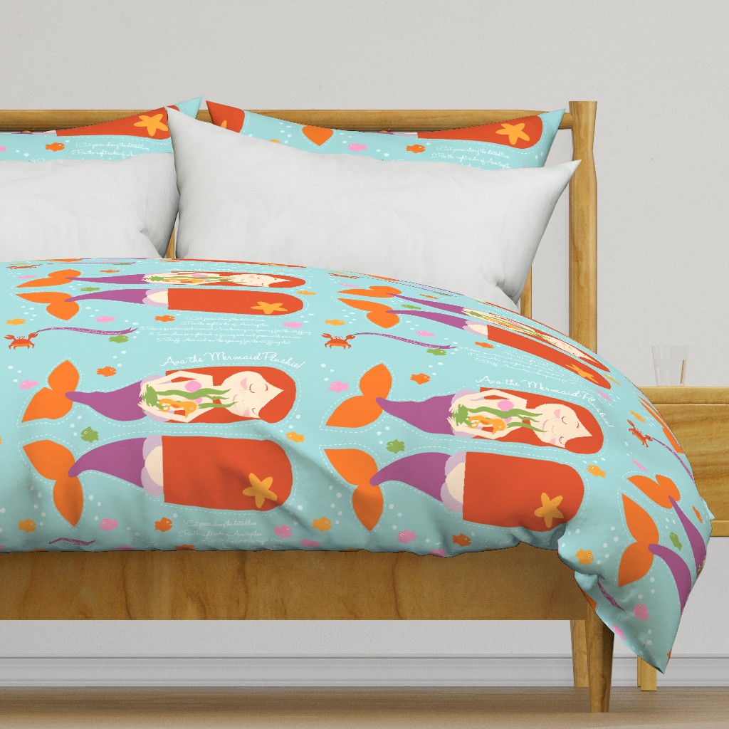 Ava Mermaid Plushie Pillow - for basic cotton fabric
