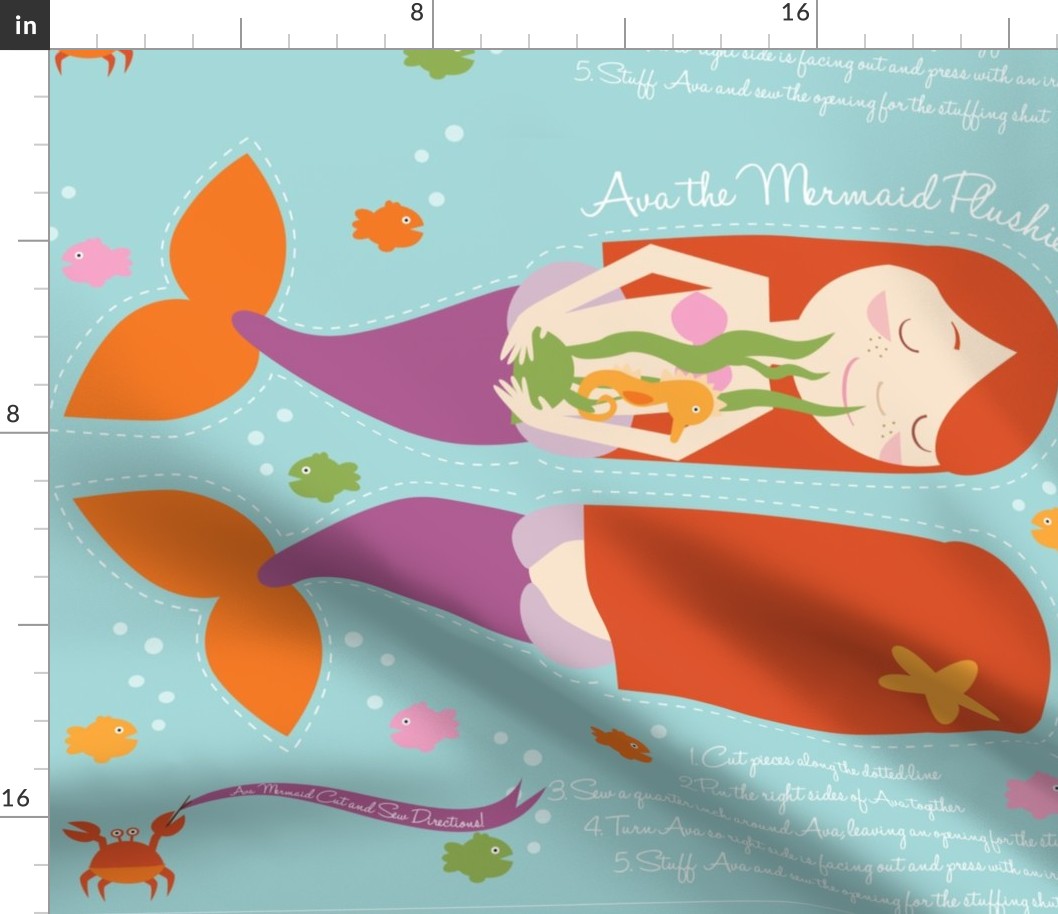 Ava Mermaid Plushie Pillow - for basic cotton fabric