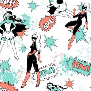 Coral Black and Minten White comic book heroines