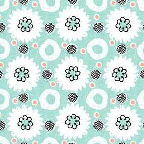 flowers and dots-mint