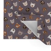 Cute Cats Pattern - Adorable Cartoon Animal Faces on Warm Brown for Kids S