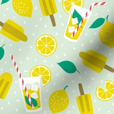 Refreshing summer lemons with ice cream mint