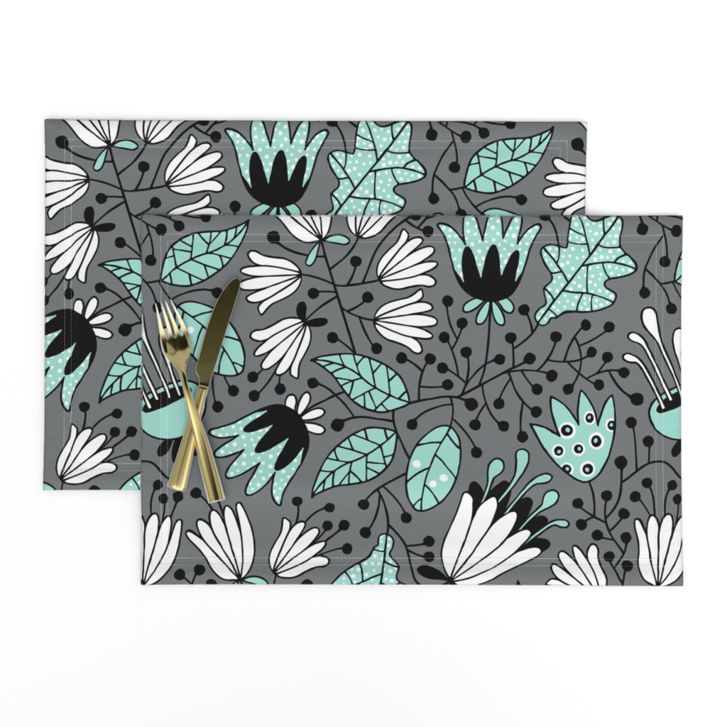 Flowers mint on gray