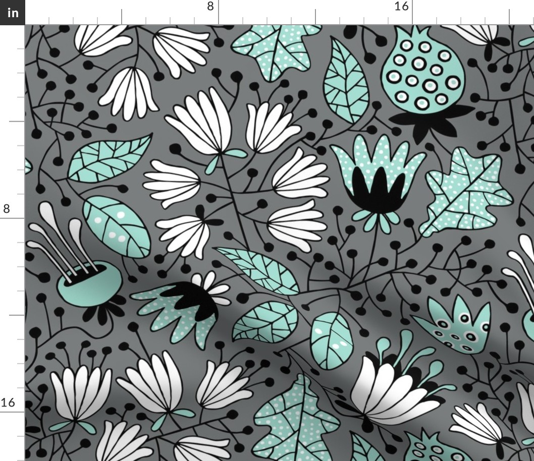 Flowers mint on gray