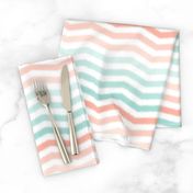 Mint and Coral Scribble Stripes