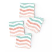 Mint and Coral Scribble Stripes