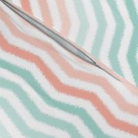 Mint and Coral Scribble Stripes