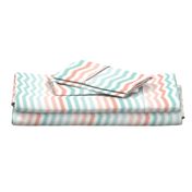 Mint and Coral Scribble Stripes