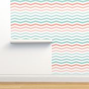 Mint and Coral Scribble Stripes