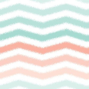 Mint and Coral Scribble Stripes