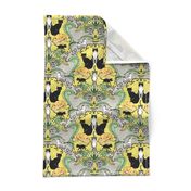 Cat Damask Tea Towel