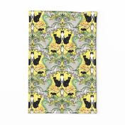 Cat Damask Tea Towel