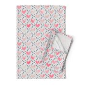 Pink Watercolor Hearts + Cupid's Arrow - Large Scale