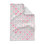 Pink Watercolor Hearts + Cupid's Arrow - Large Scale