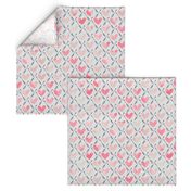 Pink Watercolor Hearts + Cupid's Arrow - Large Scale