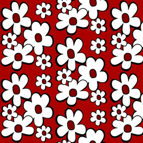 Big Daisies--Red, White, and Black