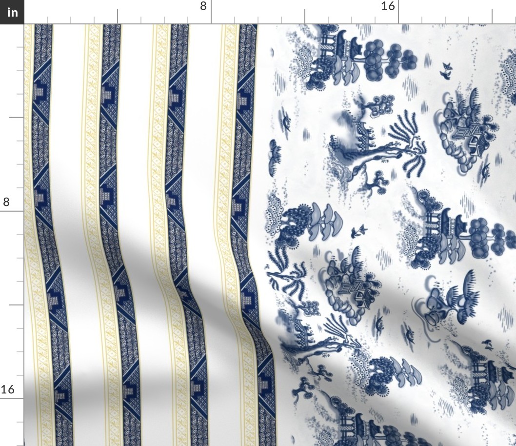 Blue Willow Toile with Border