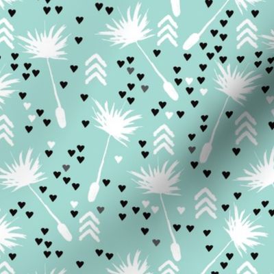 Dandelion summer spring flower geometric arrow head blossom love illustration pattern in blue