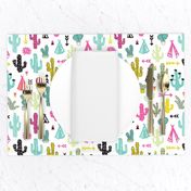 Colorful cactus and teepee botanical summer garden and indian arrow geometric grunge illustration pattern print