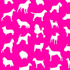 Mod-Dog Silhouettes White on Magenta Large Scale