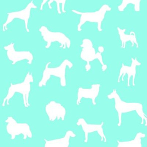 Mod-Dog Silhouettes White on Mint Small Scale