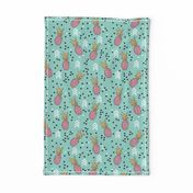 Tropical hawaiian aqua blue and pink pineapple summer fruit geometric arrow pattern print