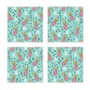 Tropical hawaiian aqua blue and pink pineapple summer fruit geometric arrow pattern print