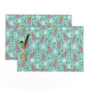 Tropical hawaiian aqua blue and pink pineapple summer fruit geometric arrow pattern print