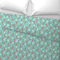 Tropical hawaiian aqua blue and pink pineapple summer fruit geometric arrow pattern print