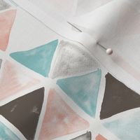 Watercolor Triangles - coral and teal