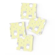 Owl Babies Winter Feathers - Yellow