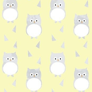Owl Babies Winter Feathers - Yellow