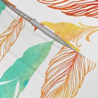 Colorful watercolor feathers