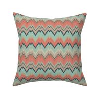 Half Scale Ikat Chevron in Coral, Mint and Navy