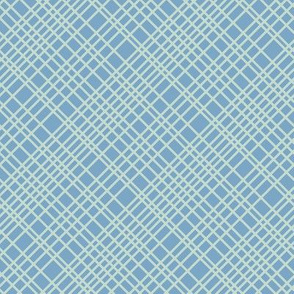 blue soft mint diagonal grid