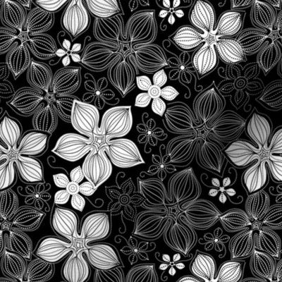 Tropic Floral Black and White