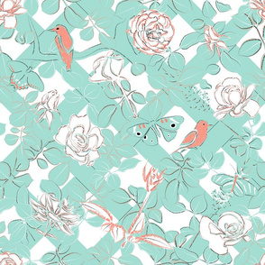 Rose Garden Mint and Coral